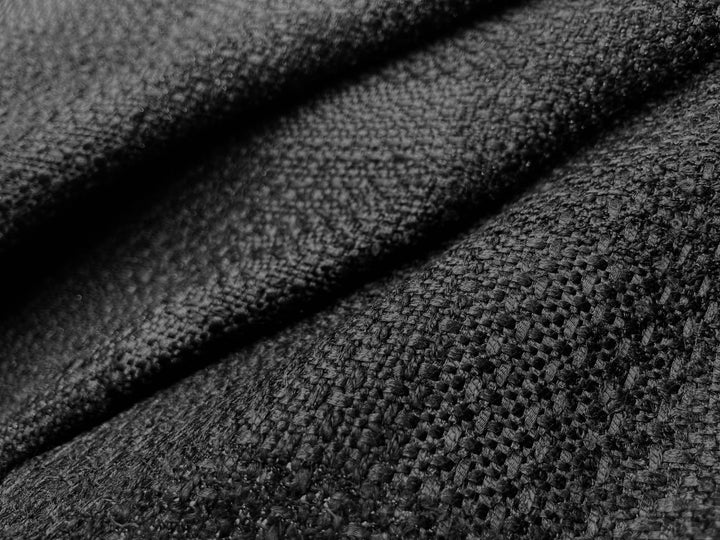 Designer Shimmering Open Weave Black Boucle  (Made in Italy)
