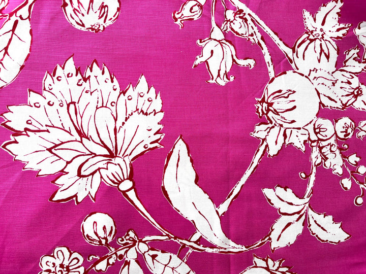 French Designer Graphic Splashy Pink Fleur Home Decorating Cotton (Made in Italy)