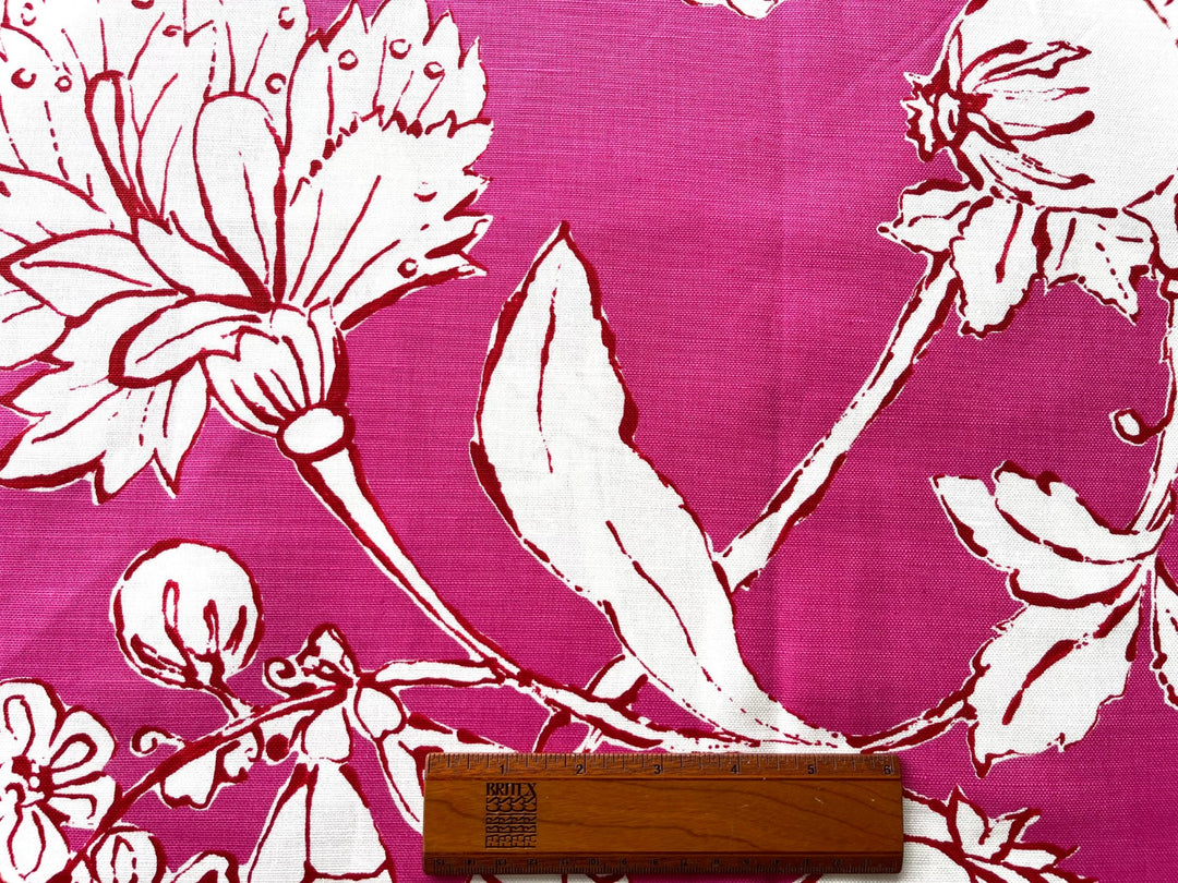 French Designer Graphic Splashy Pink Fleur Home Decorating Cotton (Made in Italy)