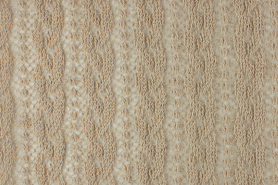 Exquisite Creamy Cappuccino Cotton & Viscose Lace Knit (Made in Italy)