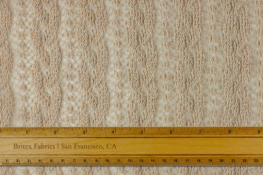 Exquisite Creamy Cappuccino Cotton & Viscose Lace Knit (Made in Italy)