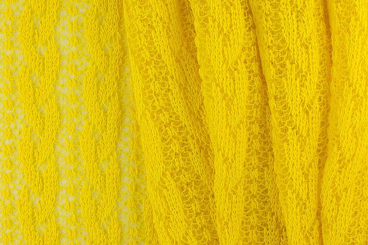 Exquisite Sunshine Yellow Cable Cotton & Viscose Lace Knit (Made in Japan)