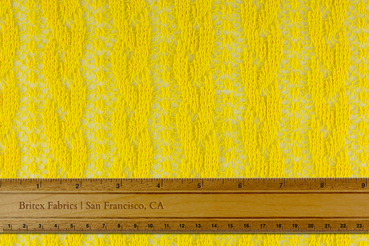 Exquisite Sunshine Yellow Cable Cotton & Viscose Lace Knit (Made in Japan)