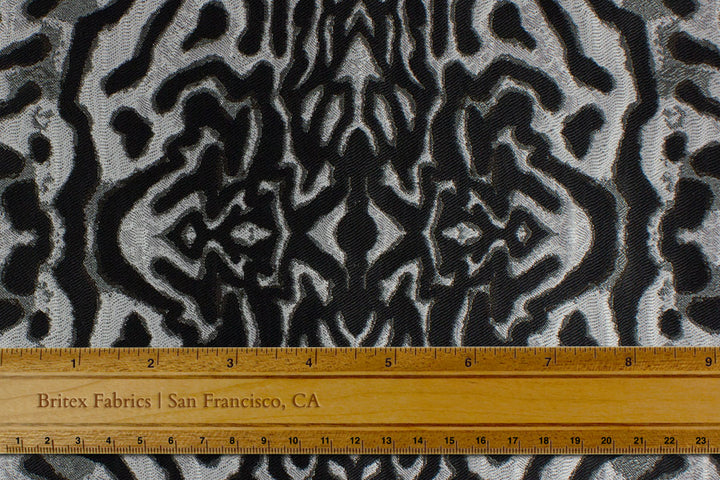 Smoke Striped Abstract Smooth Reversible Brocade (Made in Italy)