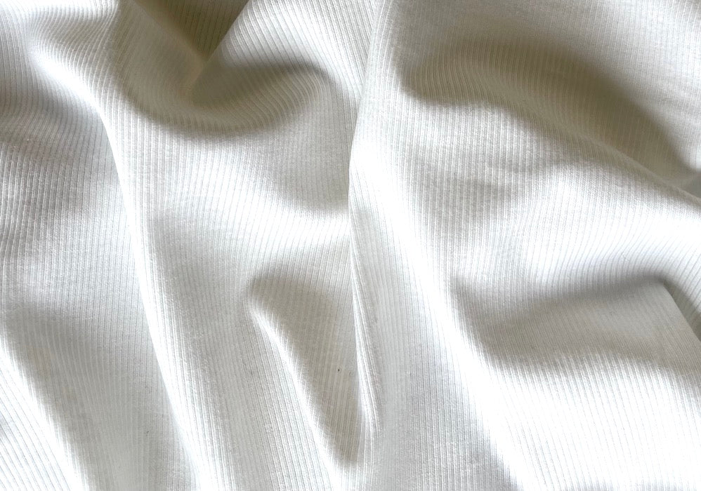 Ribbed Cloud White Cotton Knit