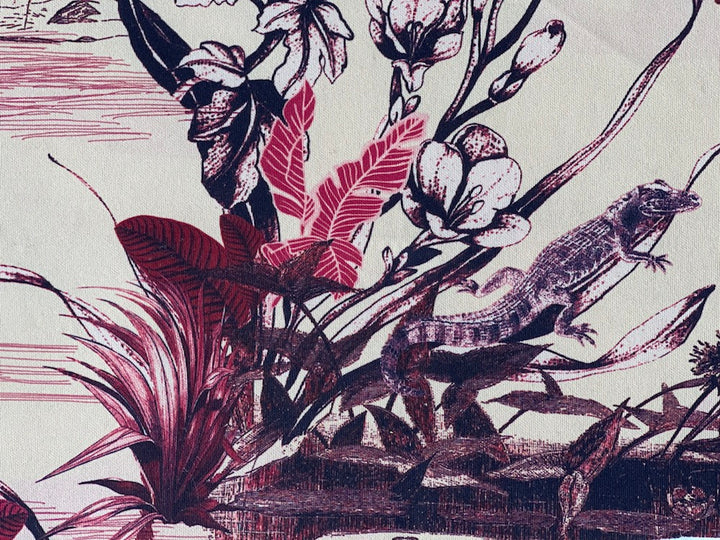 Reversible Reptilian Tropical Toile Polyester Scuba Knit (Made in Italy)