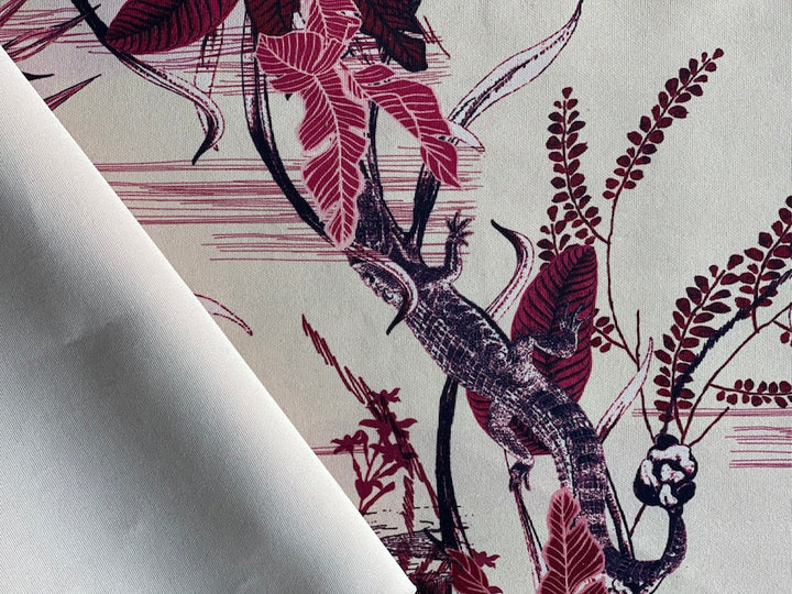 Reversible Reptilian Tropical Toile Polyester Scuba Knit (Made in Italy)
