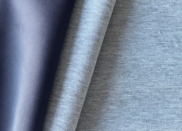 Reversible Heathered Smoke & Black Polyester Scuba Knit (Made in Italy)