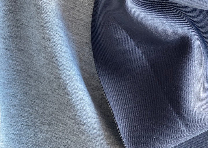 Reversible Heathered Smoke & Black Polyester Scuba Knit (Made in Italy)