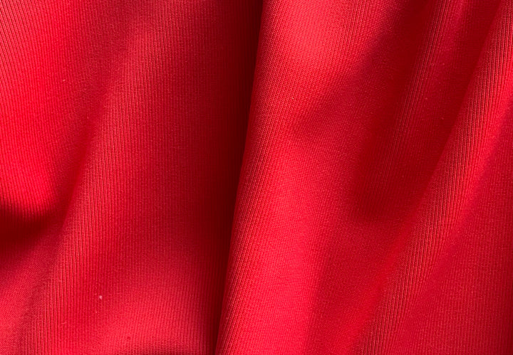 Ribbed Maraschino Cherry Technical Polyester Knit (Made in Italy)