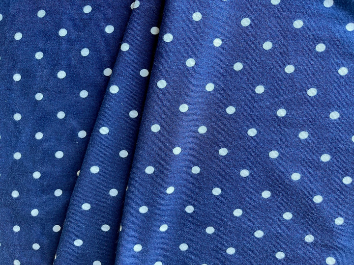 Classic Dotted Bright Navy Viscose Knit (Made in Italy)