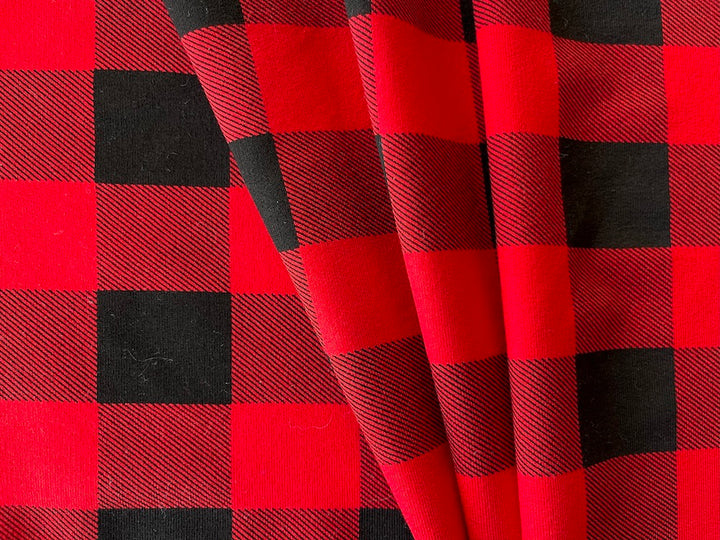 Playful Black & Red French Terry Viscose Knit (Made in Italy)