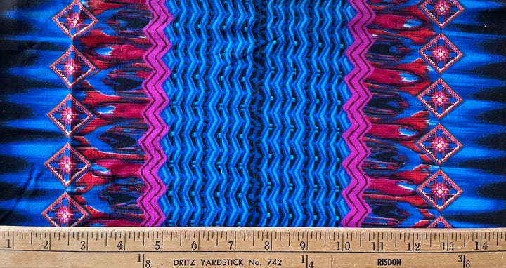 Double-Bordered Geometric Zig-Zag Nylon Swimsuit Knit