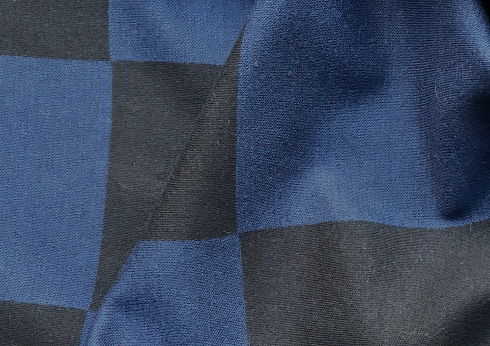 Checkered Black & Navy Wool Blend Knit