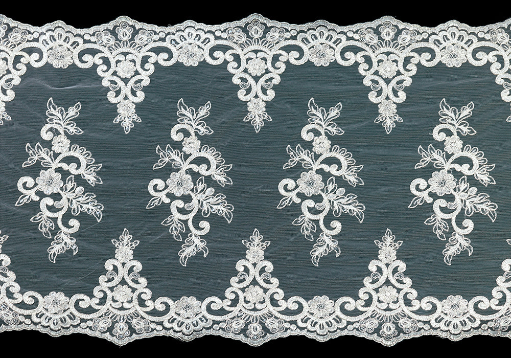 Lace, 16 Ivory Alençon Galloon Lace with Silver Accents – Britex