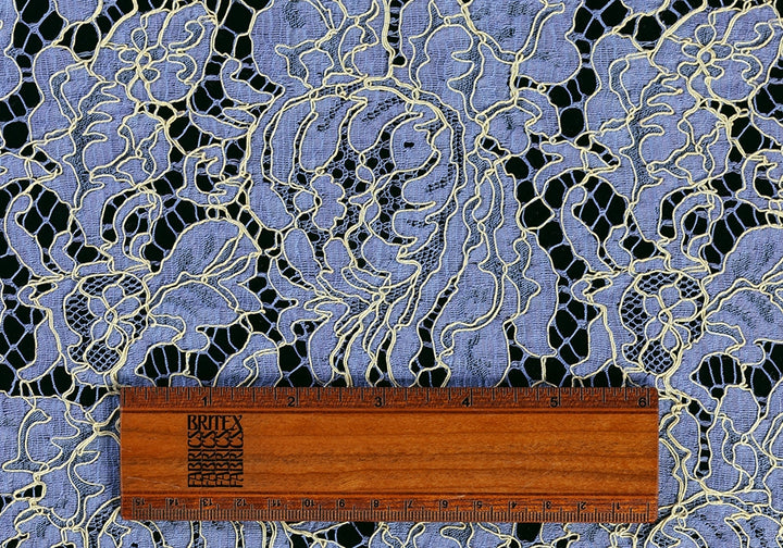 Magnificent Periwinkle Cotton Alençon Lace Fabric (Made in Italy)