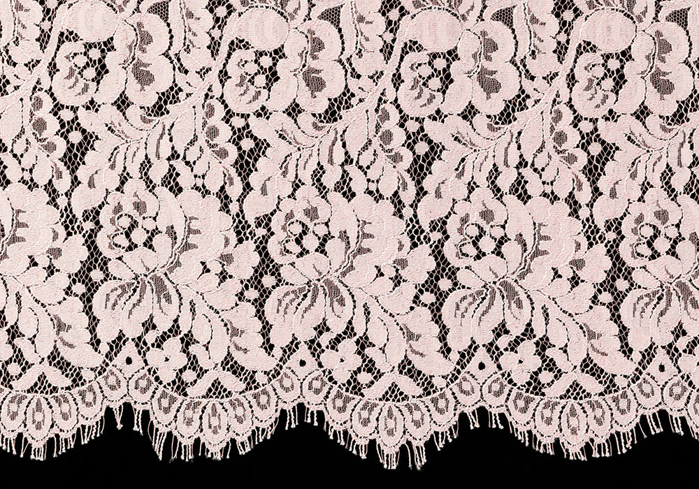 Mauve Floral Chantilly Cotton Blend Lace Fabric (Made in USA)