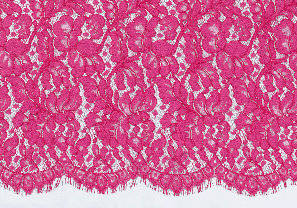 Lace, Hot Pink Floral Chantilly Cotton Blend Lace Fabric (Made in USA) –  Britex Fabrics