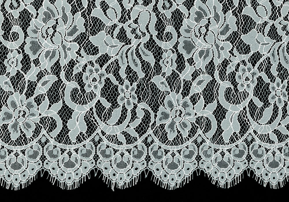 Slate Floral Chantilly Lace Fabric (Made in USA)