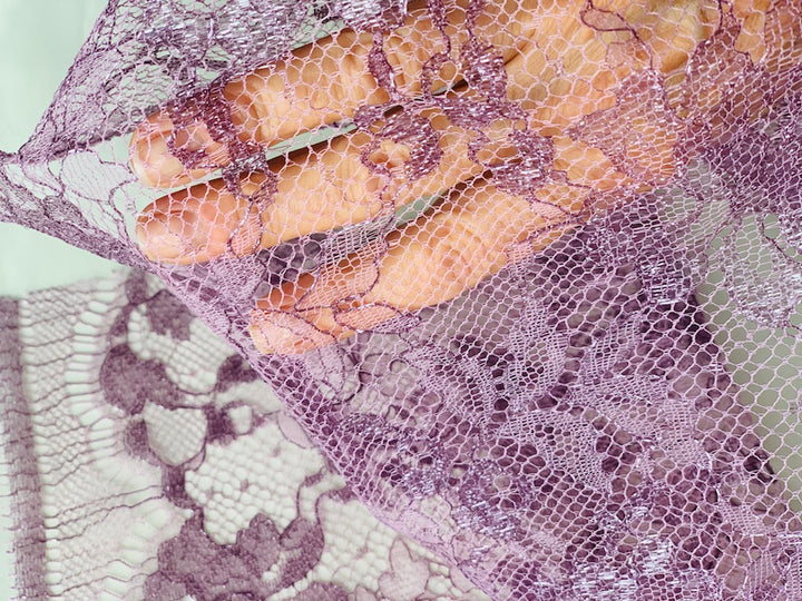 Gucci Shimmering Lilac Lace Fabric (Made in France)