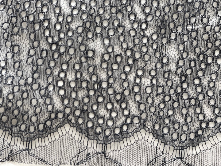 Simply Elegant Black Calais Chantilly Lace Fabric (Made in France)