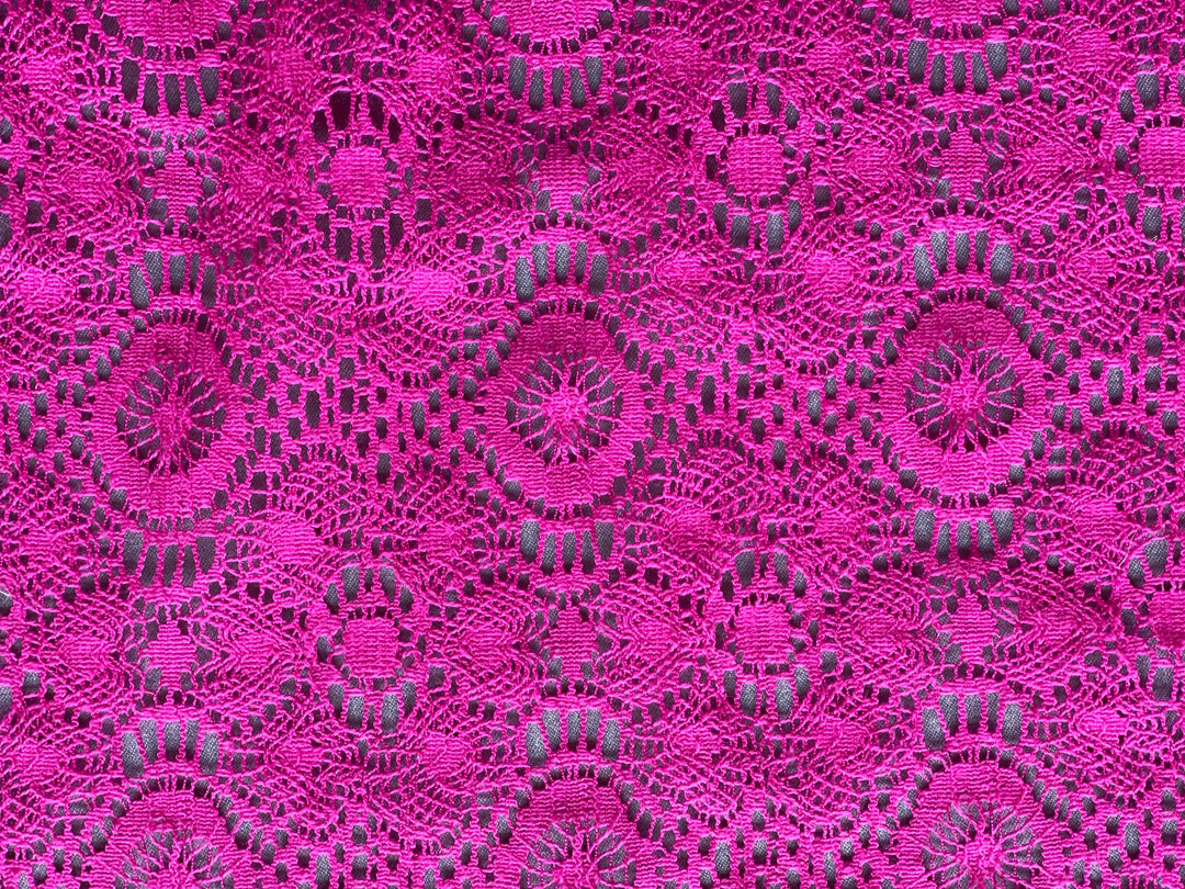 Nanette Lepore Hot Pink Floral Geometric Cotton Blend Lace Fabric