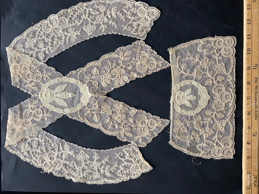 Vintage Delicate Embroidered Cotton Lace Collar & Insert Set (Made in France)