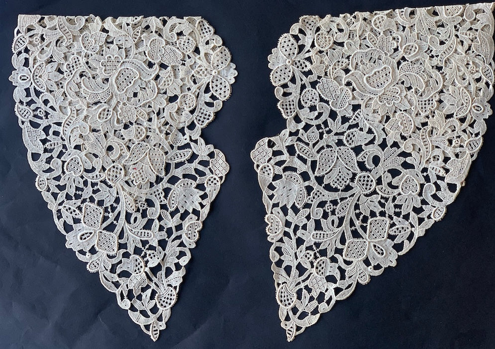 Vintage 6" Two-Piece Floral Guipure Cotton Lace Collar