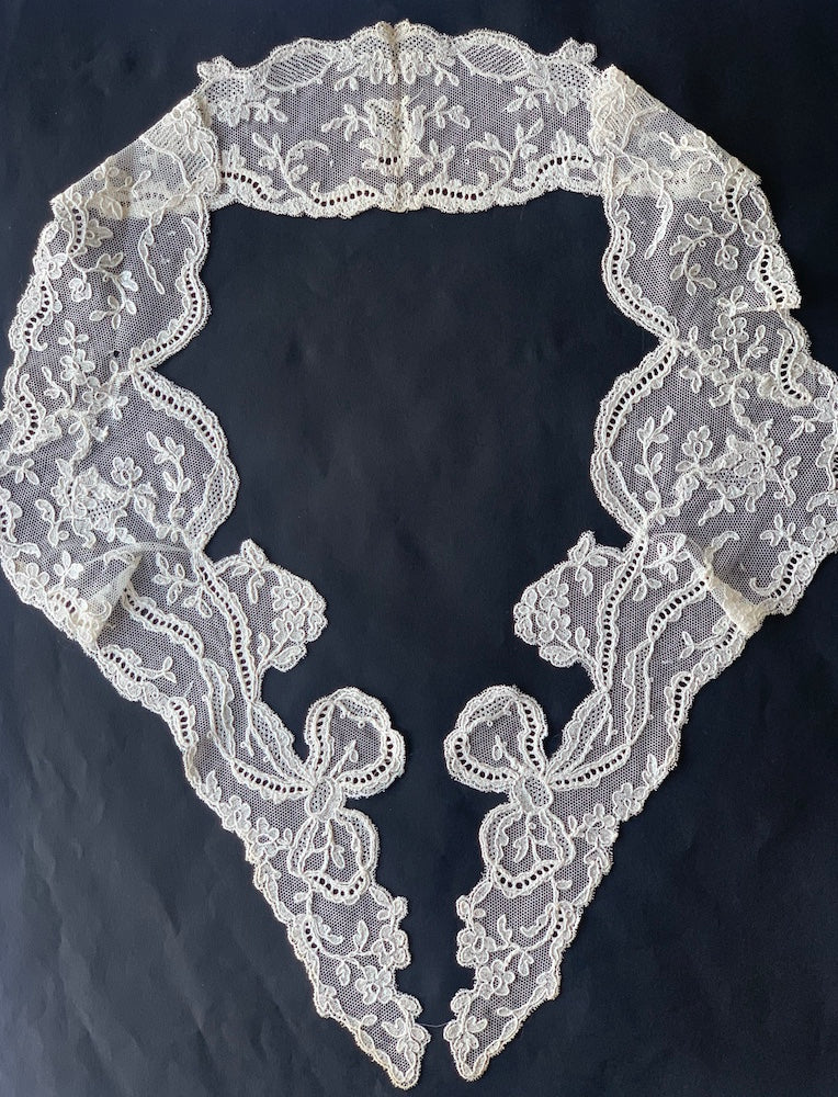 Vintage 3" Silk White Bows Cotton Lace Collar