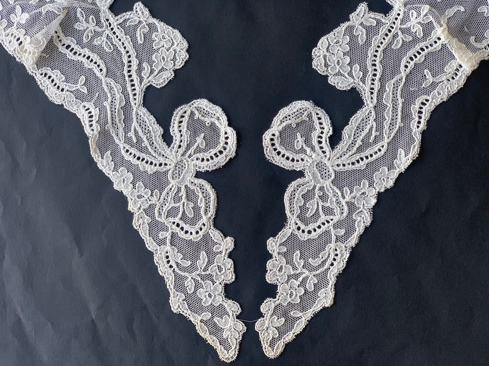 lace collar, Vintage Silk White Bows Cotton Lace Collar – Britex