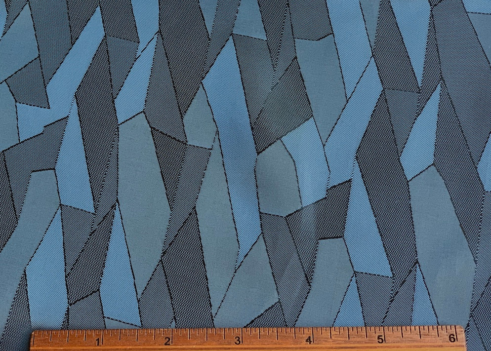 Teal Blue Geometric Jacquard Twill Viscose Lining (Made in Italy)