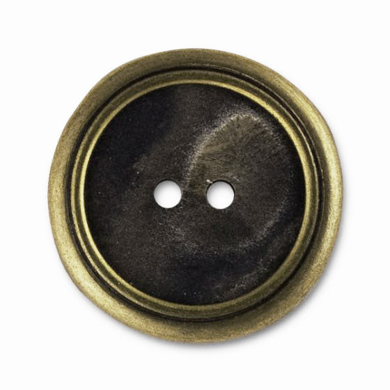 11/16" Café Au Lait Antique Gold Metal Button