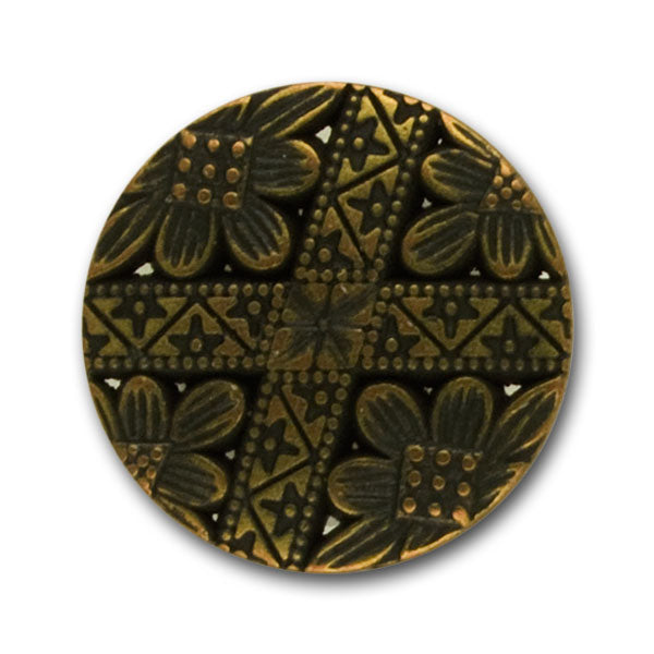 Floral Antique Gold Metal Button