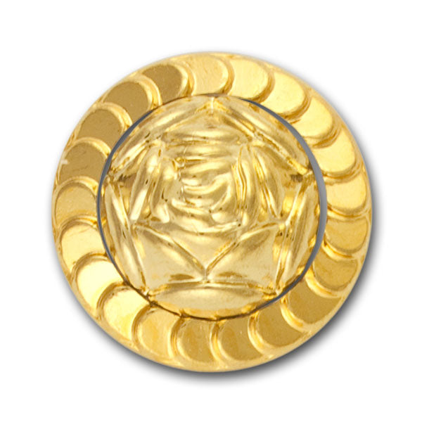 Rose Domed Gold Metal Button