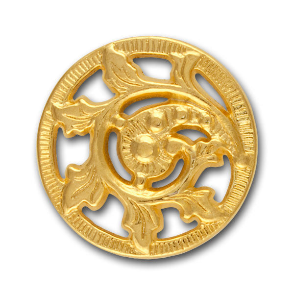 1 1/8" Open Paisley Gold Metal Button