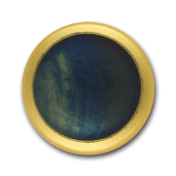 Iridescent Prussian Blue & Gold Metal Button (Made in Switzerland)