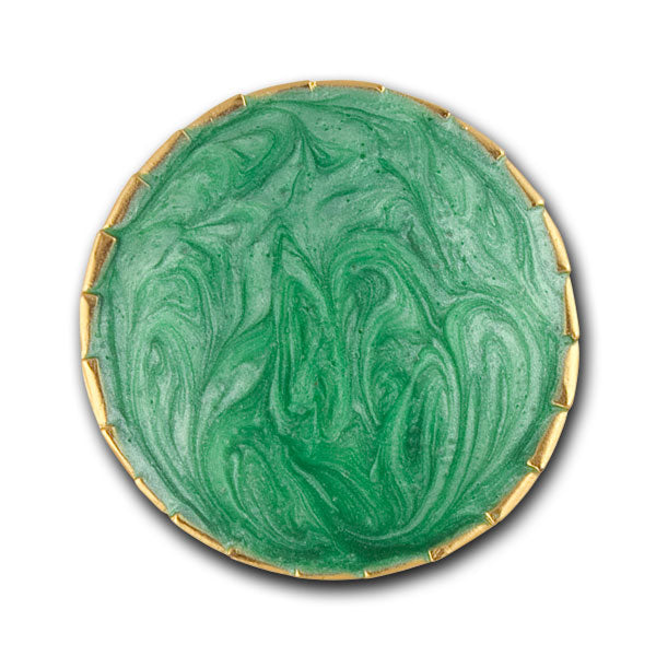 Domed Wintergreen & Gold Metal Button