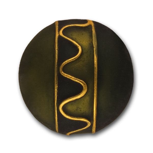 1 1/8" Domed Olive & Gold Metal Button