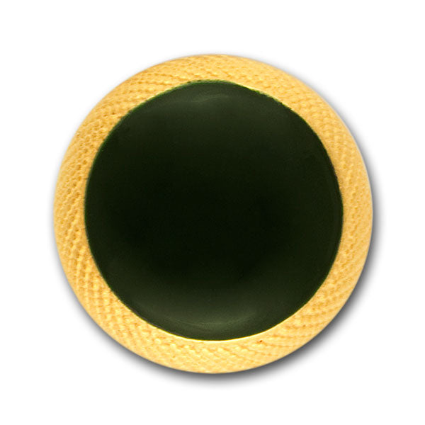 Domed Forest Green Enamel & Gold Metal Button