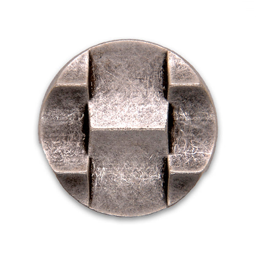 1 1/8" Geometric Steps Antique Silver Metal Button (Made in Germany)