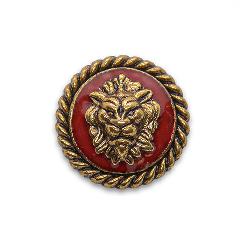 Versace-Style Gold & Red Metal Button (Made in Italy)