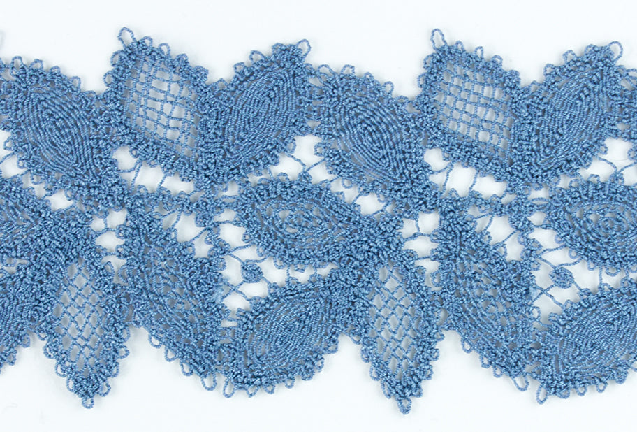 2 1/2" Antique Blue Faux/Crochet Lace Trim
