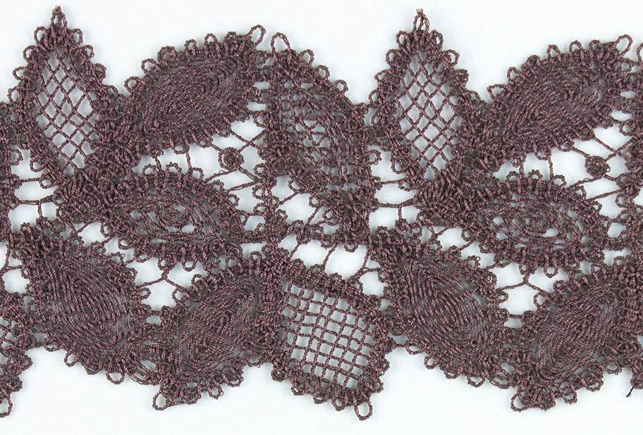 2 1/2" Milk Chocolate Brown Faux/Crochet Lace Trim
