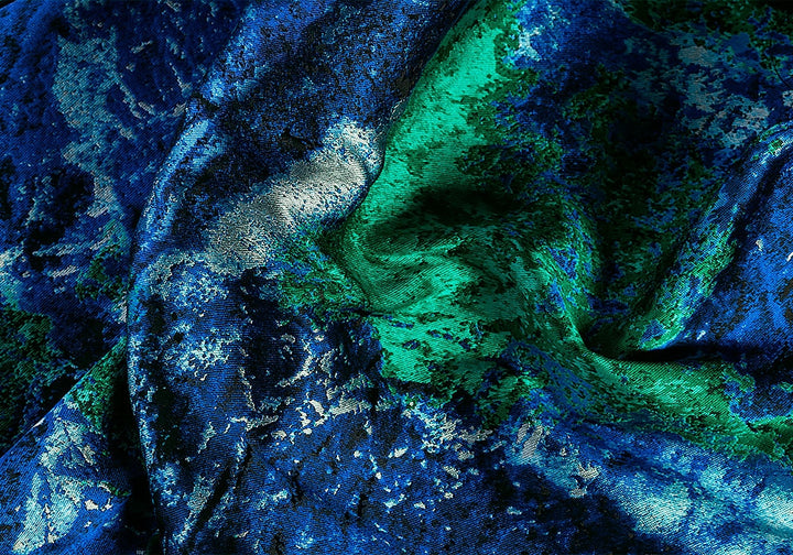 Underwater Watercolor Floral Silk Blend Brocade (Made in Italy)