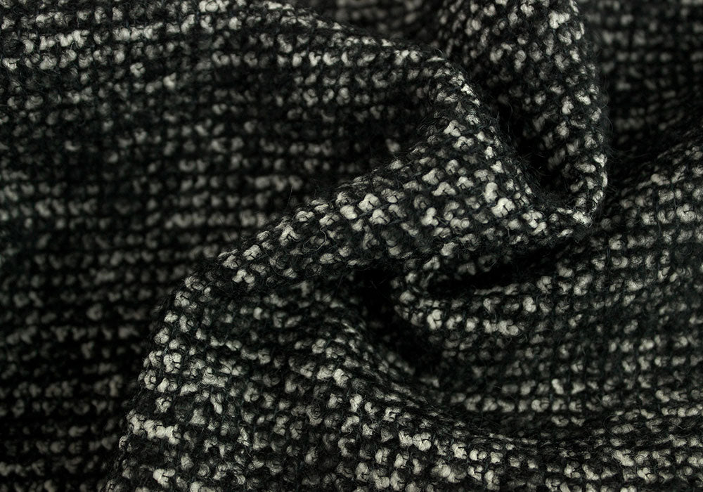 Moody Grey Wool & Mohair Bouclé Tweed