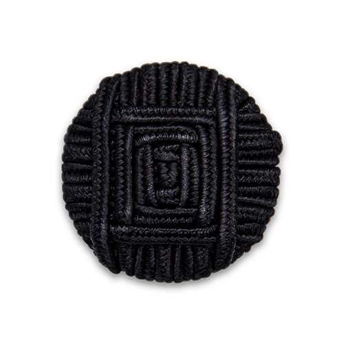 1 1/8" Woven Squared Black Passementerie Button (Made in China)
