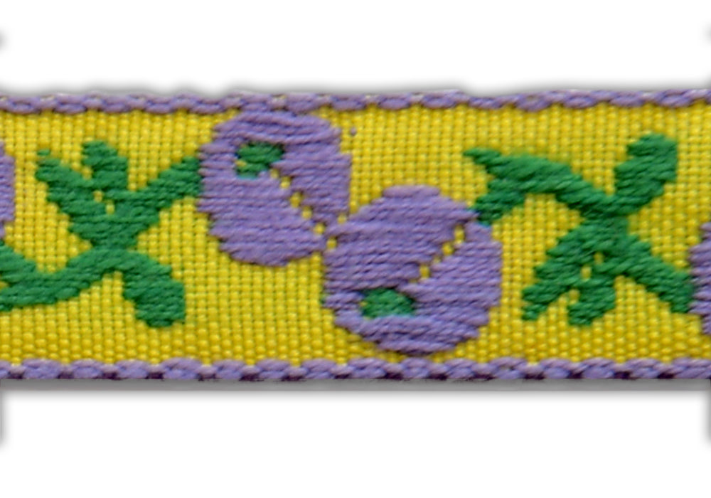 1/2" Purple Berries Woven Ribbon