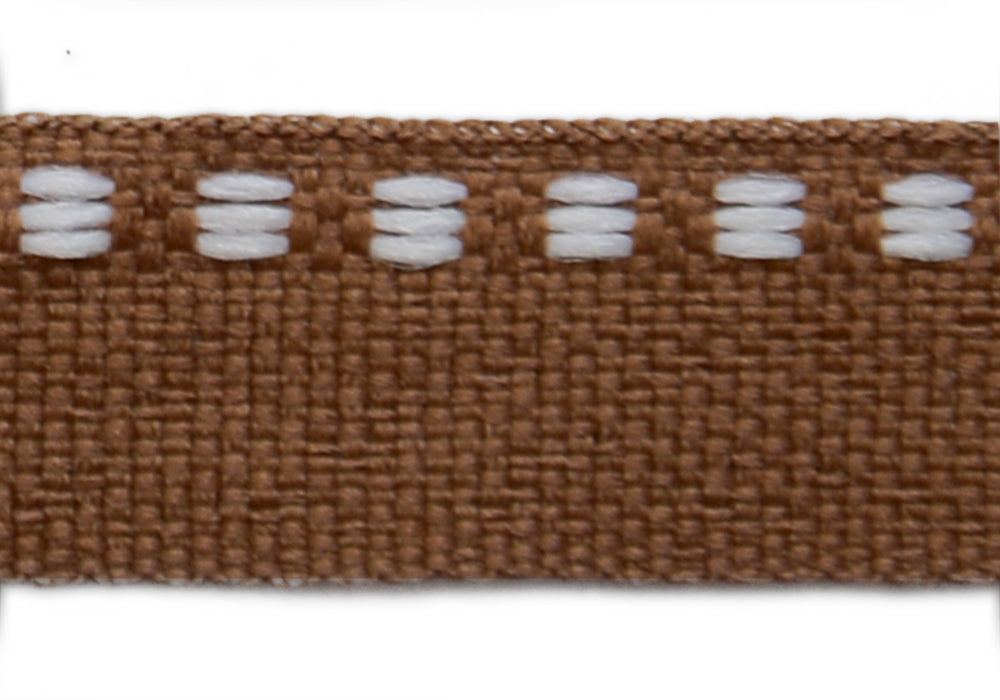 1/2" White Stitched Bittersweet Chocolate Woven Ribbon