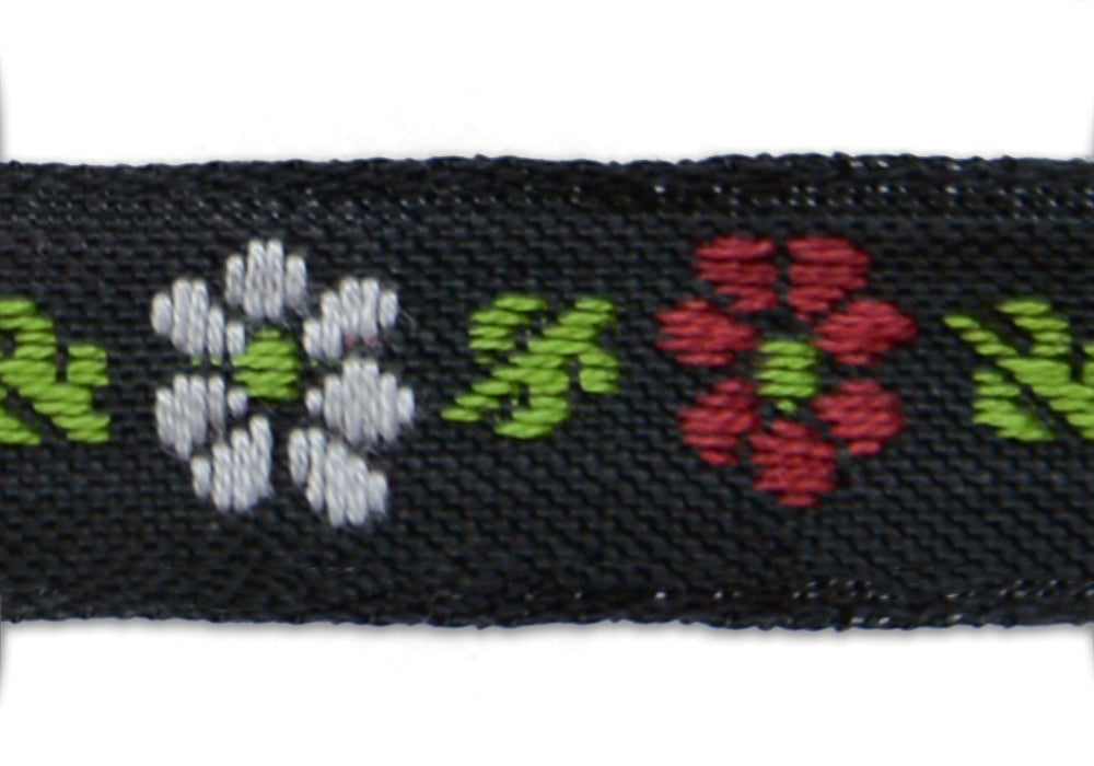 3/8" Wine & White Blooms Woven Ribbon