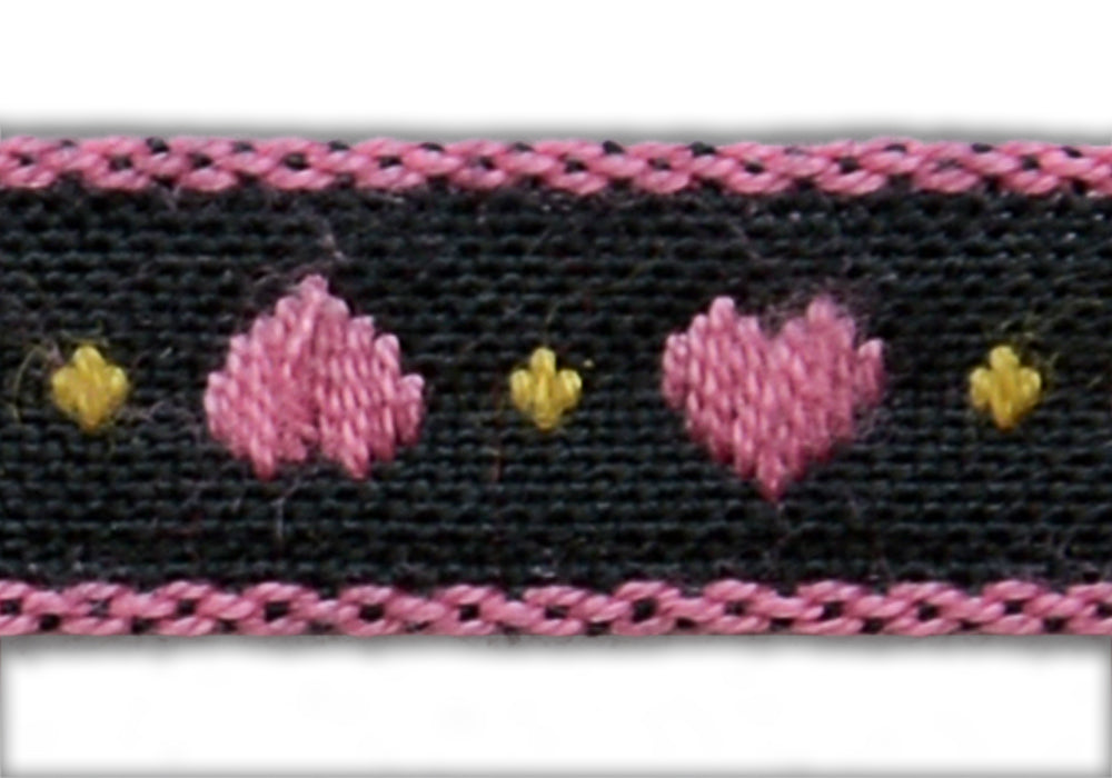 1/4" Sweet Pink Hearts Woven Ribbon